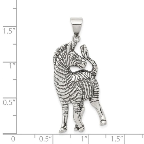 Sterling Silver Antiqued Zebra Pendant 925 pendant - Picture 2 of 2